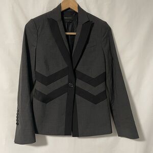 BCBG Maxazria Suit Blazer Gray Black One Button Women's‎ XS Wool Blend
